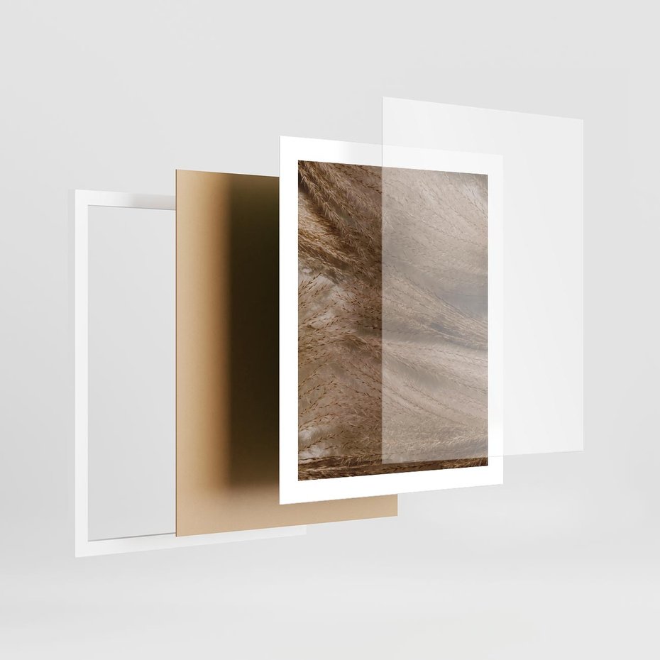 Plakat w ramie 40x50 - Pampasowy Brąz - suche trawy, trawa pampasowa - rama biała