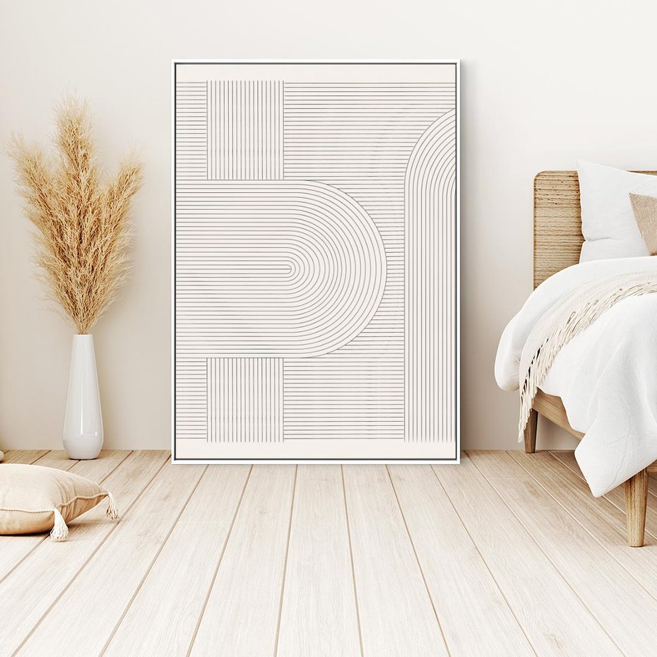 Obraz w ramie 80x120 - Geometryczna Elegancja Mid Century - mid century, minimalizm - rama biała