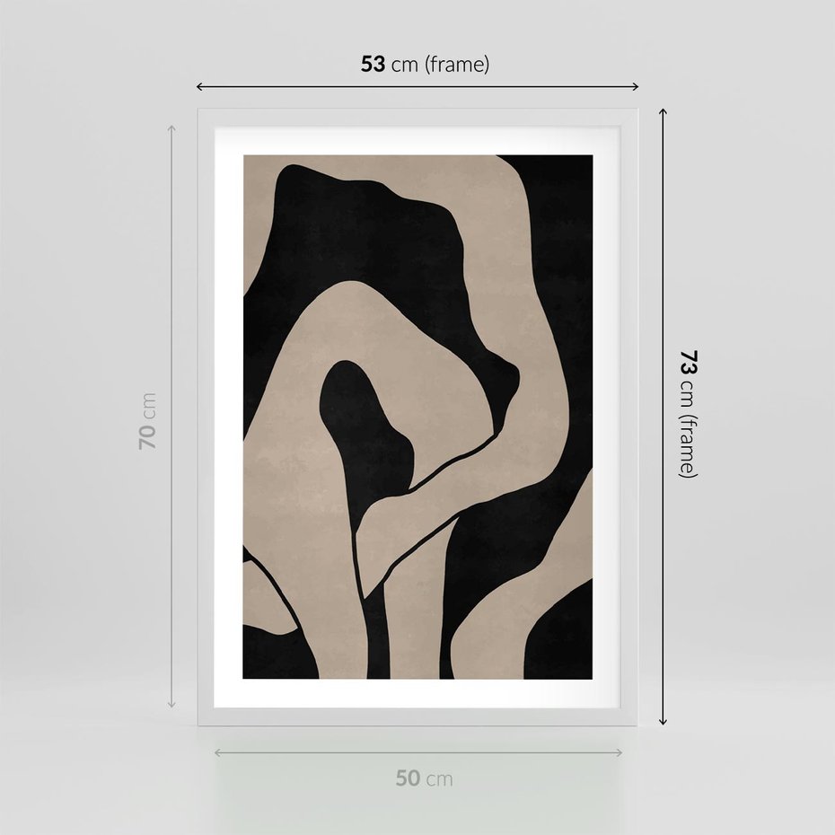 Plakat w ramie 50x70 - Nocne Pochłonięcia - abstrakcyjne linie, mroczny plakat - rama biała
