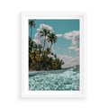 Plakat w ramie 50x70 - Rajskie Wakacje - plaża, palmy - rama biała