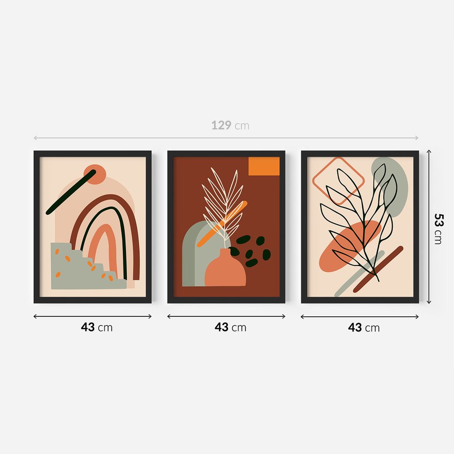 Zestaw obrazy w ramie 40x50 galeria - Boho, plakaty, do, salonu, sypialni - rama czarna