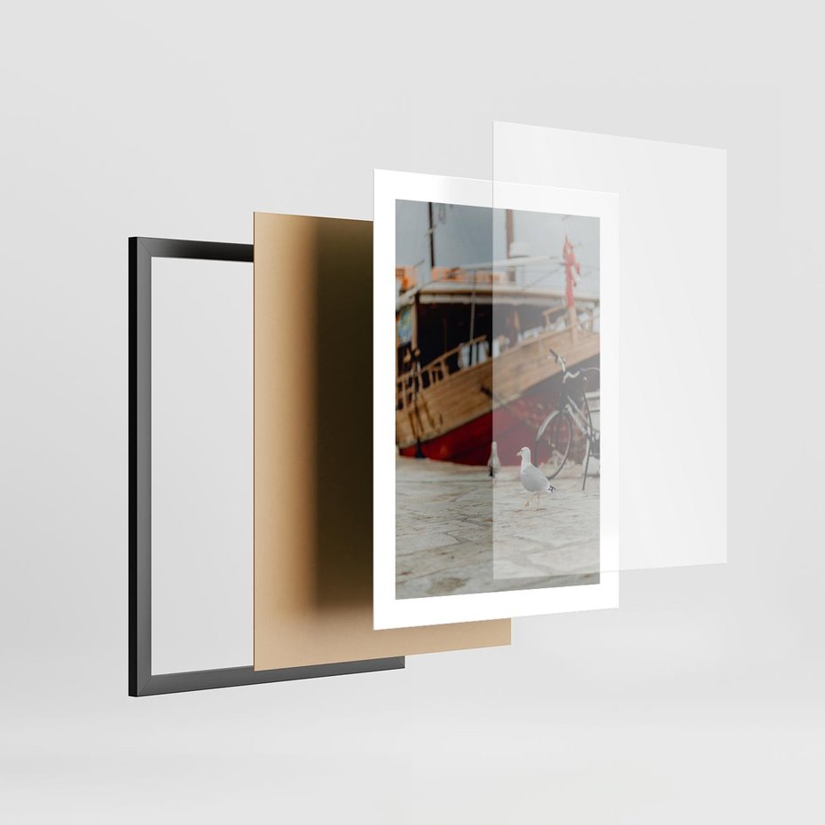 Plakat w ramie 30x40 - Przygoda na Horyzoncie - port, statek - rama czarna