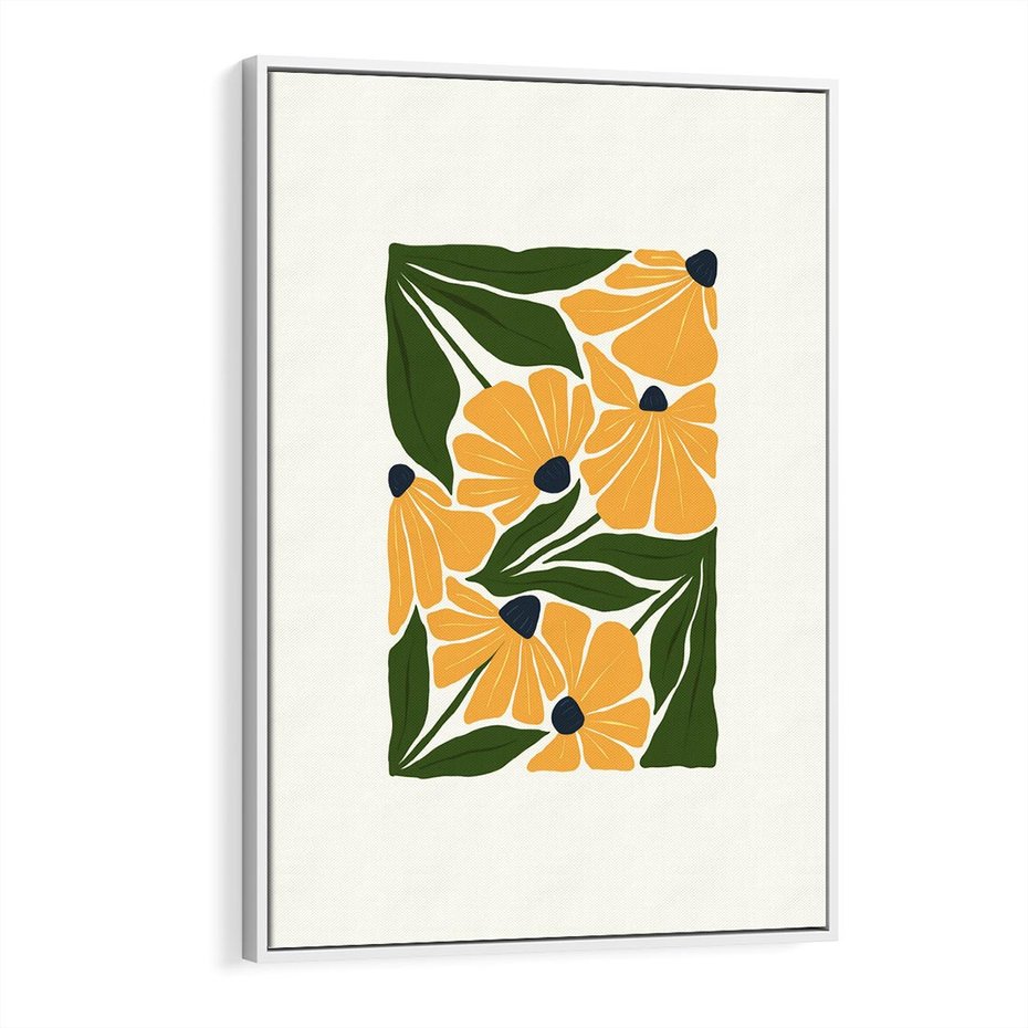 Obraz w ramie 50x70 - Świetliste Kwiaty Natury - kwiaty, nowoczesna grafika - rama biała