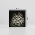 Obraz na płótnie 50x50 - Moc lewego spojrzenia - lew, czarno