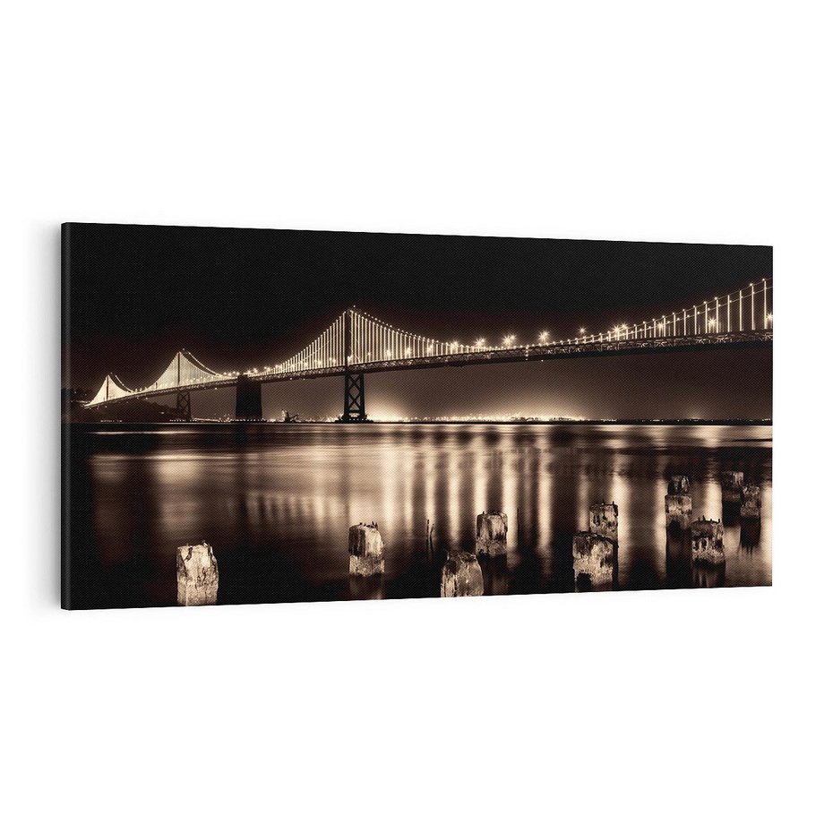 Obraz na płótnie 100x50 - Most nocą nad rzeką - noc, most