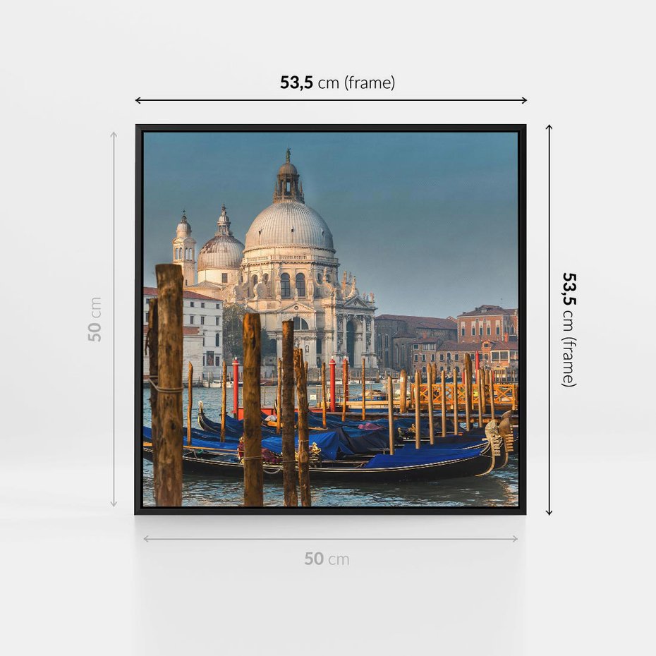 Obraz w ramie 50x50 - Urok Wenecji - fotografia, przystań w Wenecji - rama czarna