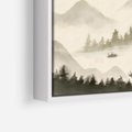 Obraz w ramie 100x70 - Przyroda Japonii - japońska akwarela, góry - rama biała