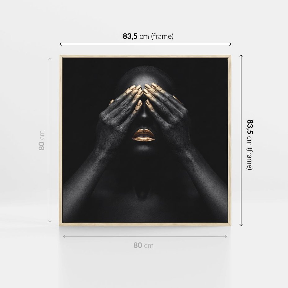 Obraz w ramie 80x80 - Złote Usta wyjątkowa subtelność - złote usta, złote palce - rama drewno