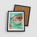 Plakat w ramie 40x50 - Na Zboczu - akwarela, nadmorski pejzaż - rama czarna
