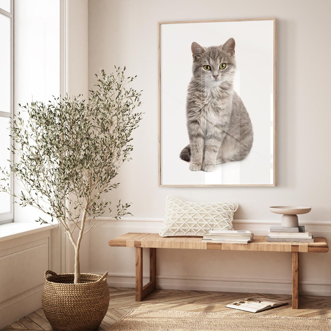 Plakat w ramie 30x40 - Kocie uroki na płótnie - kot, kotek - rama drewno
