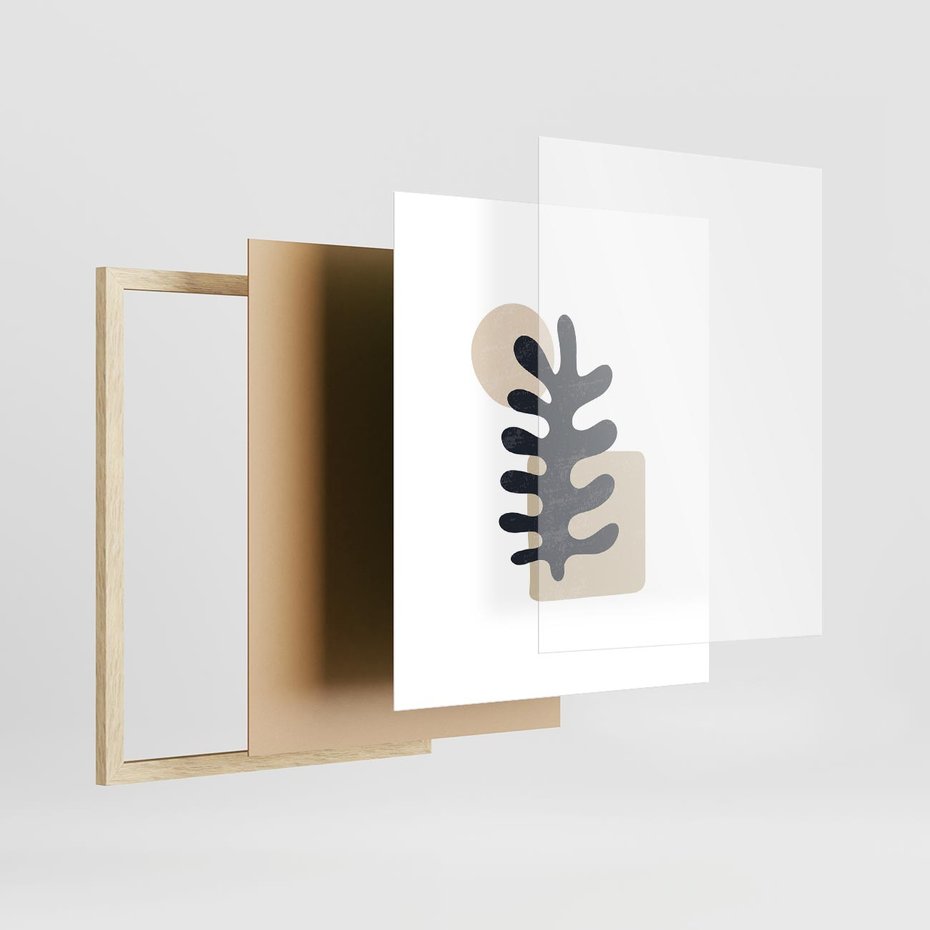 Plakat w ramie 40x50 - Opowieść Przenikających Energii - inspiracja mattise, abstrakcja - rama drewno