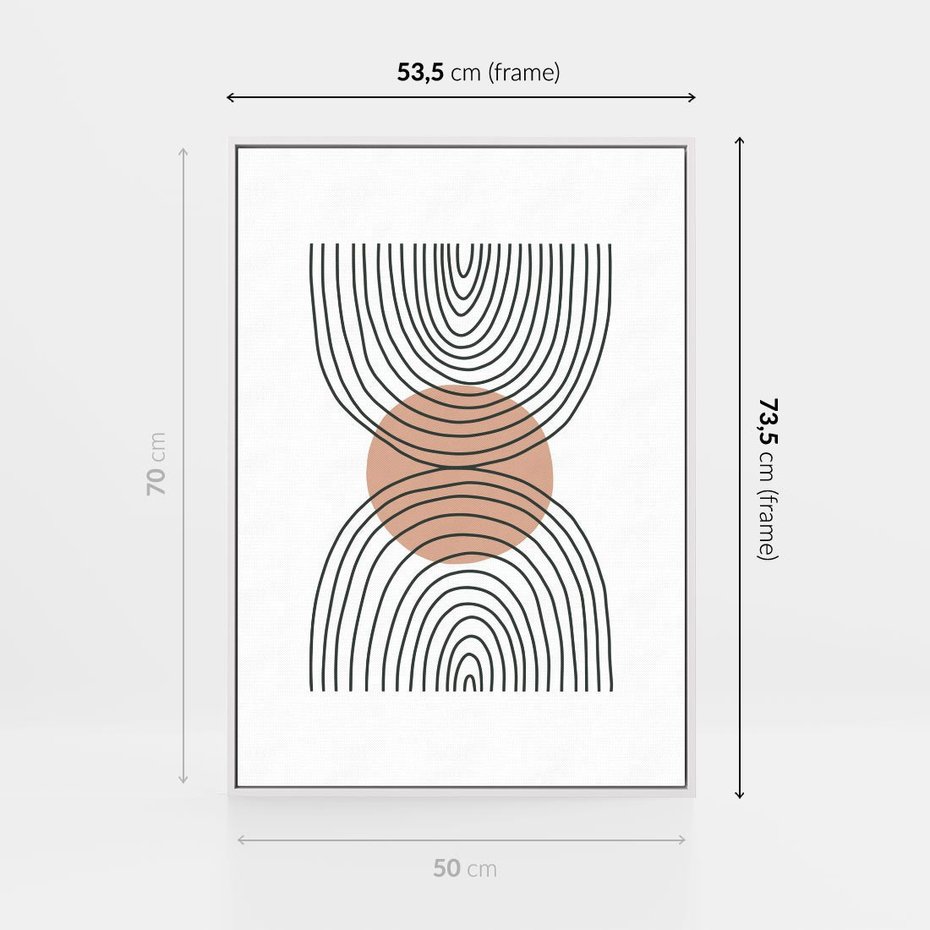 Obraz w ramie 50x70 - Przenikające Widzenia - półkola, koło - rama biała