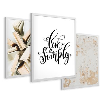 Zestaw obrazy w ramie 30x40 galeria - Prostota, minimalizm, typografia - rama biała