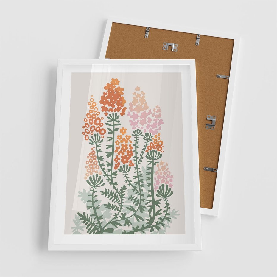 Plakat w ramie 50x70 - Kwiatowe Uniesienia - kwiaty polne, plakat - rama biała