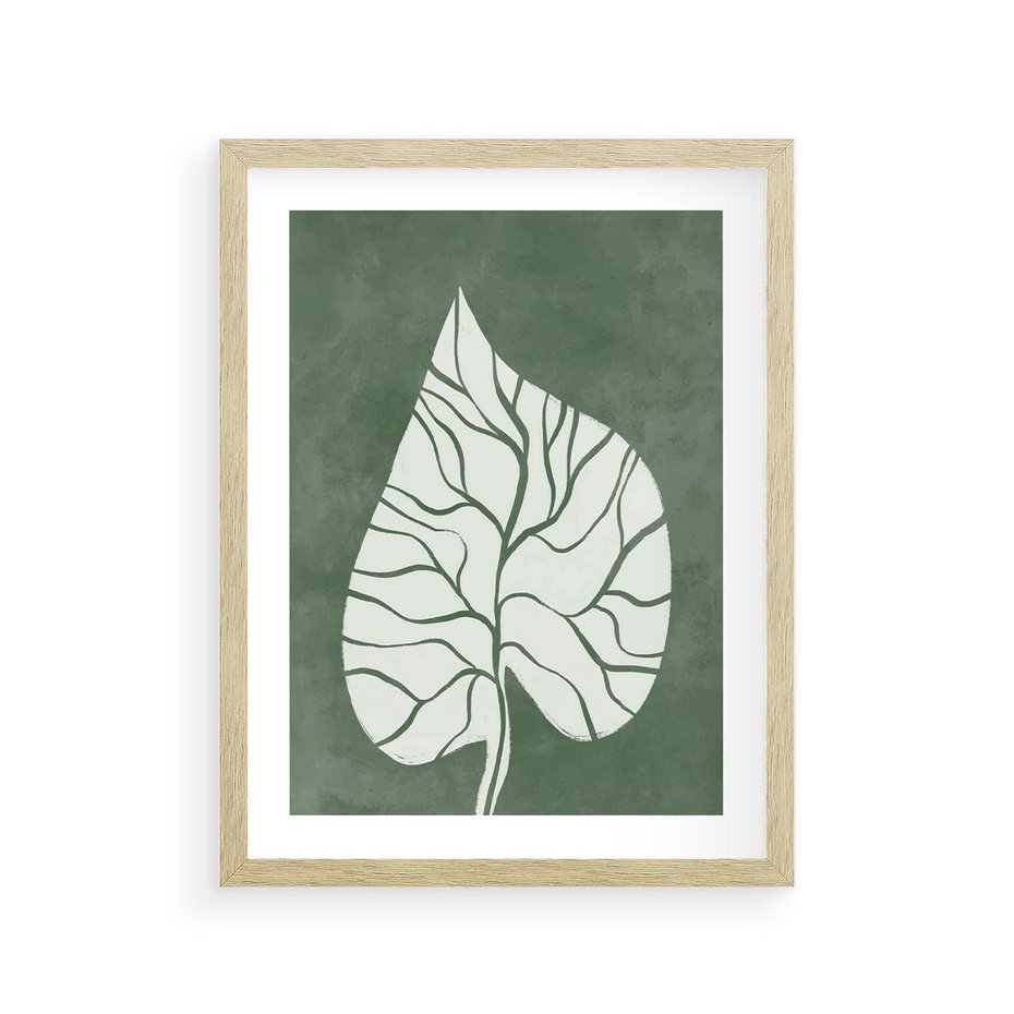 Plakat w ramie 30x40 - Migotliwe Wnętrze Zieleni - zielony plakat, roślinne motywy - rama drewno
