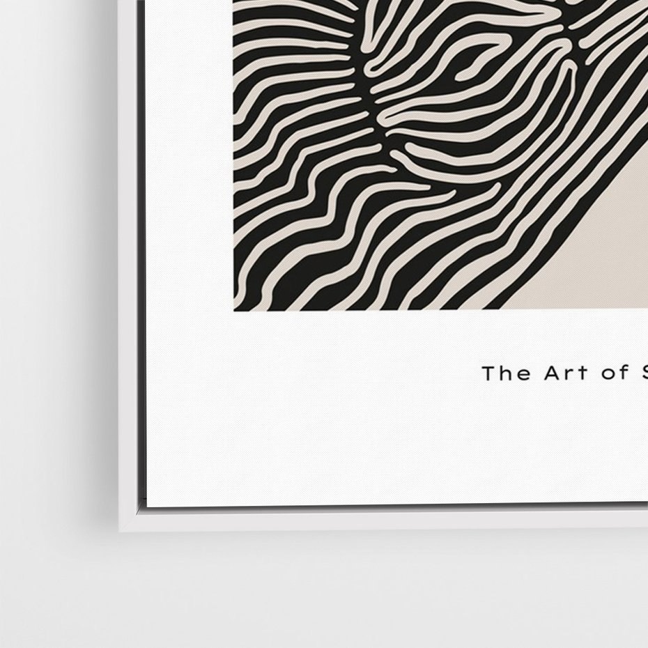 Obraz w ramie 70x100 - Wewnętrzne Zagadki Kształtów - sztuka minimalizmu, biało czarna rycina - rama biała