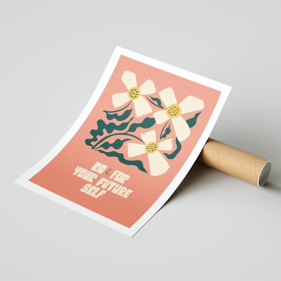 Plakat bez ramy 40x50 - Mgliste Refleksje - nowoczesny plakat, różowe tło