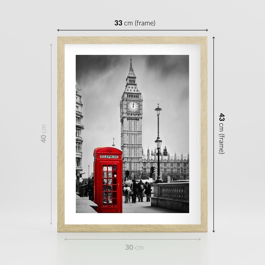 Plakat w ramie 30x40 - Ikoniczny Big Ben w Londynie - Big Ben, Londyn - rama drewno