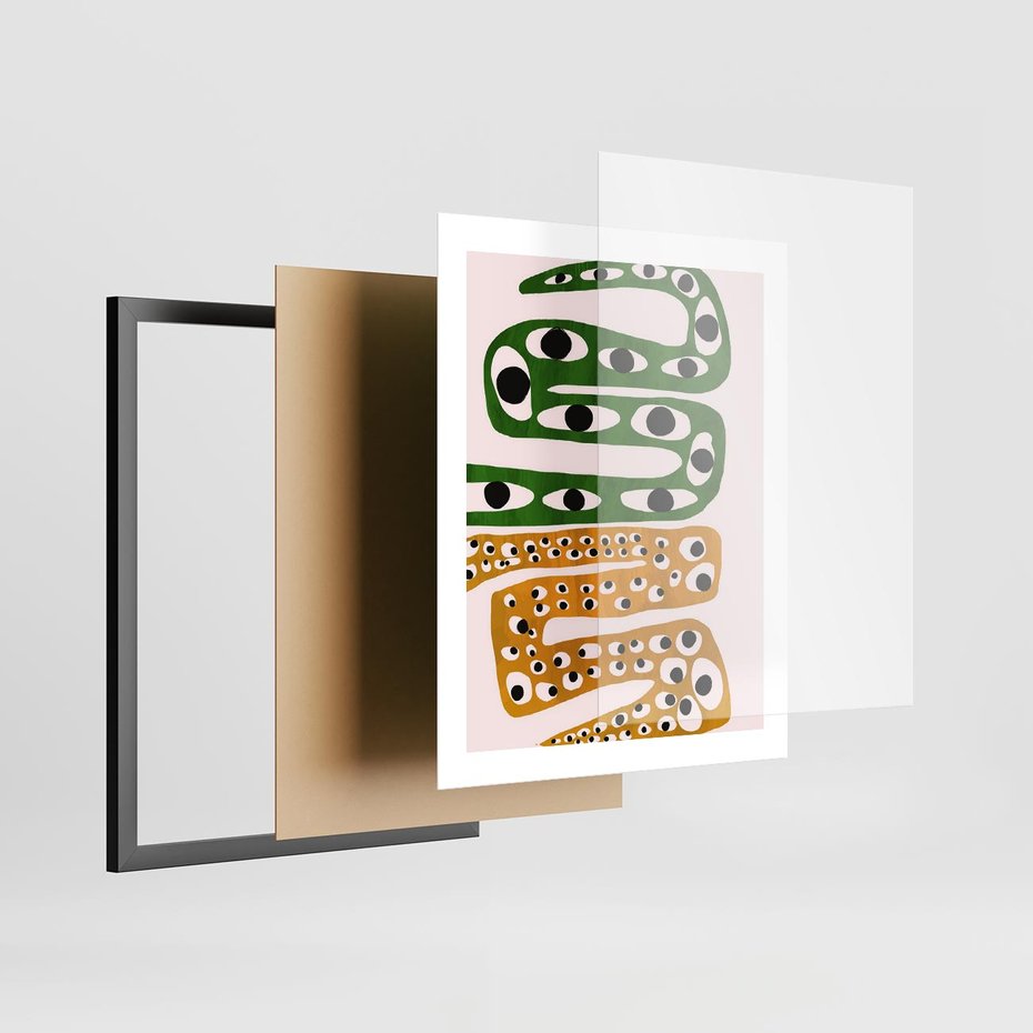 Plakat w ramie 40x50 - Mroczne Wypaczenia - abstrakcyjny obraz, dziwne kształty - rama czarna