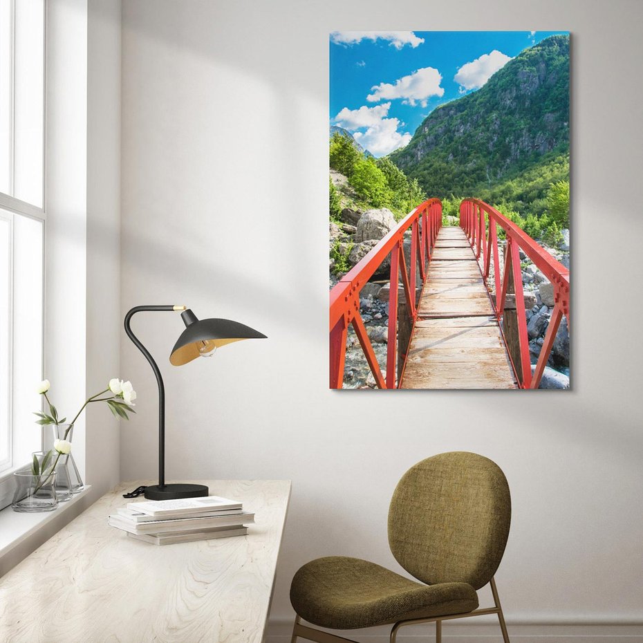 Obraz na płótnie 50x70 - Most do przygody - góry, most