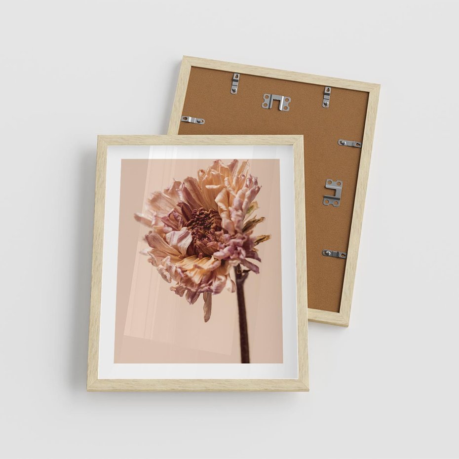 Plakat w ramie 40x50 - Delikatne piękno - suche, kwiaty - rama drewno