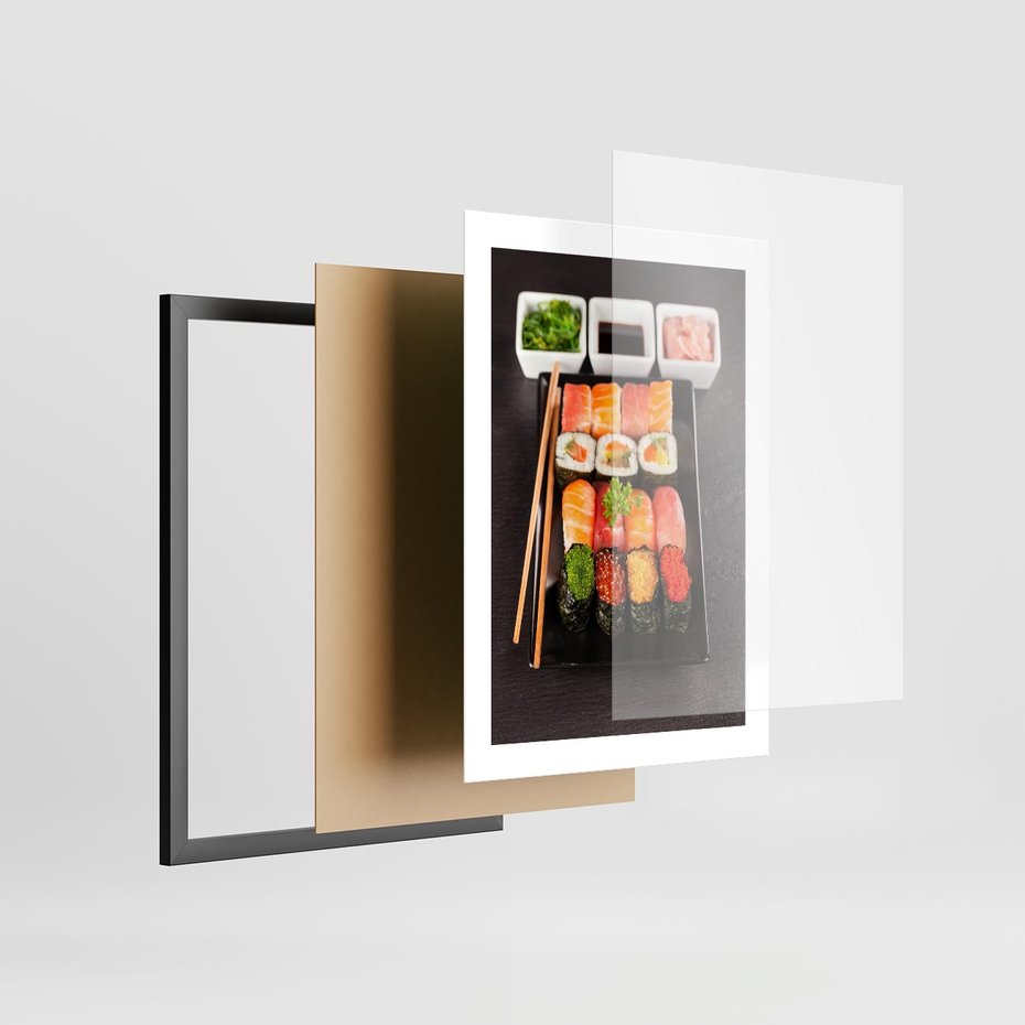 Plakat w ramie 30x40 - Kulinarne podróże do Japonii - sushi, japonia - rama czarna