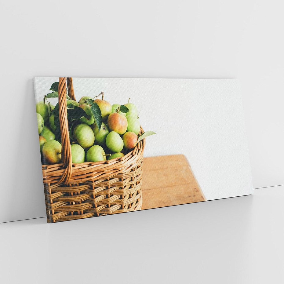 Obraz na płótnie 120x60 - Koszyk Jabłek - Świeżo Zbierane - koszyk, jabłka