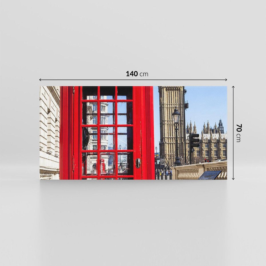 Obraz na płótnie 140x70 - Ikoniczna budka telefoniczna w Londynie - budka, telefoniczna
