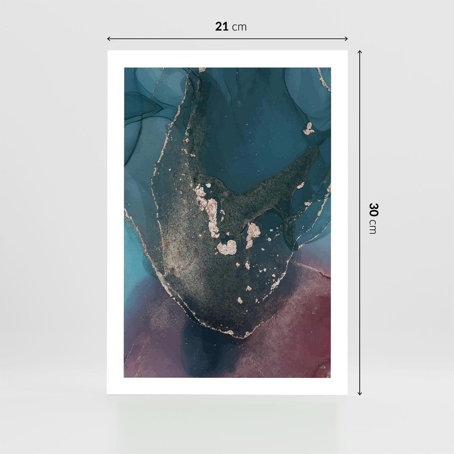 Plakat bez ramy 21x30 - Luksusowy Kontrast - marmur, granat i fiolet