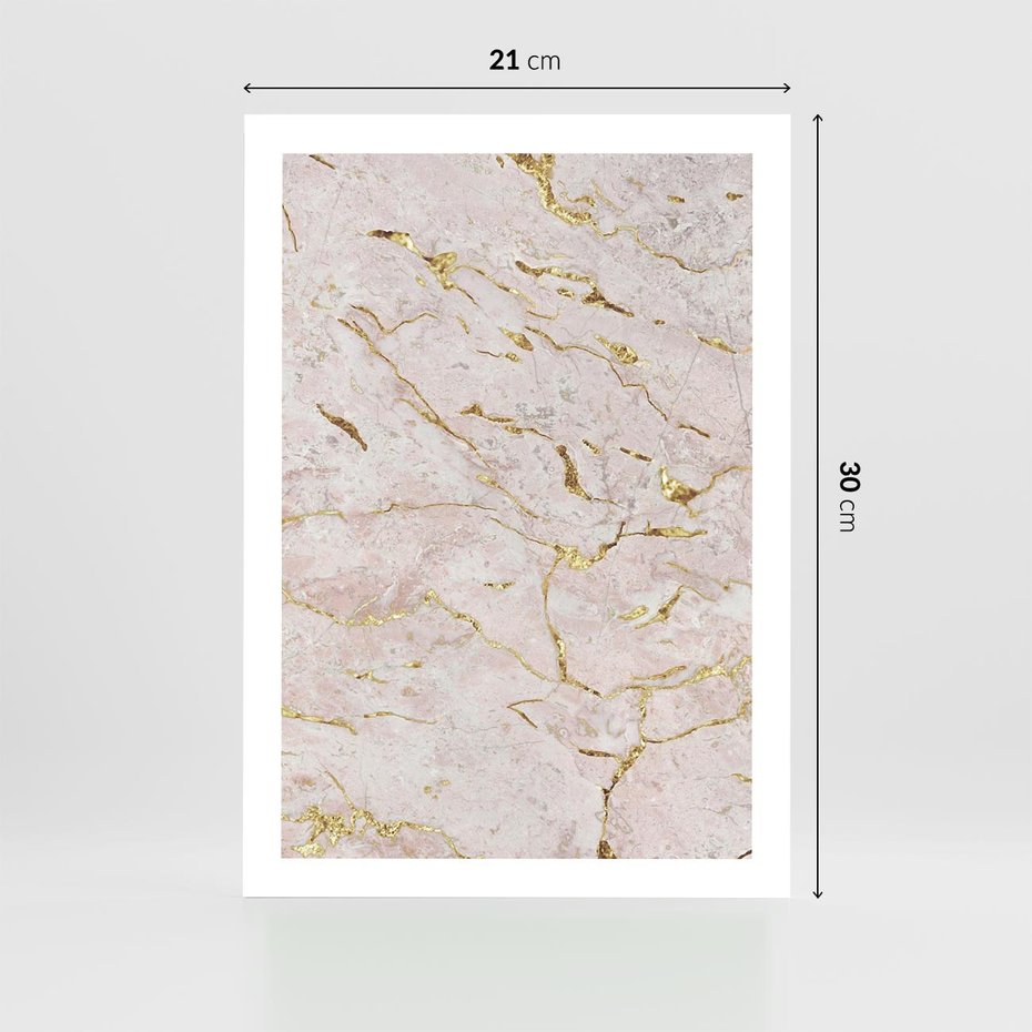 Plakat bez ramy 21x30 - Beżowy Marmur i Złoto - marmur, beżowy marmur