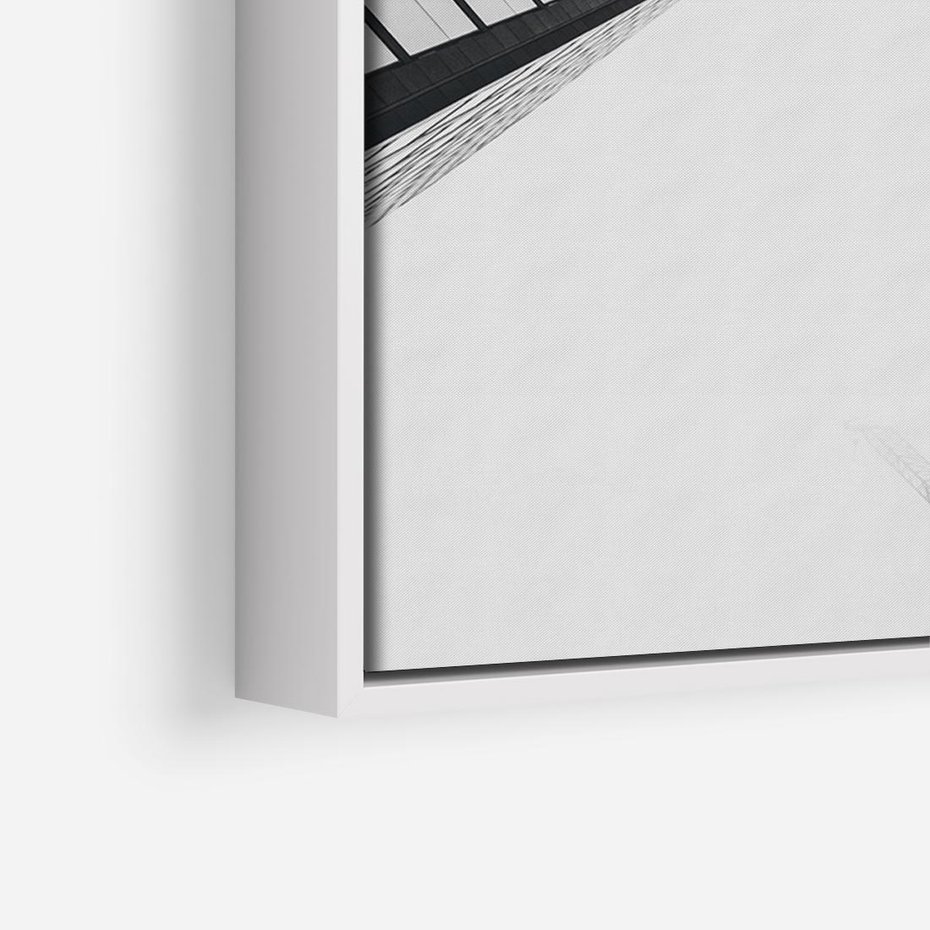 Obraz w ramie 100x70 - Nowoczesna Dynamika - perspektywa, wieżowce - rama biała