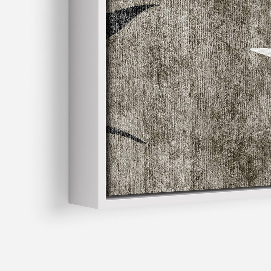 Obraz w ramie 70x100 - Oddechy ciszy i ruchu - rzut liści palmy, monstery - rama biała