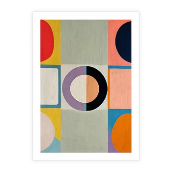 Plakat bez ramy 30x40 - Taniec Kształtów Emocji - abstrakcyjne geometryczne kształty, olejny obraz