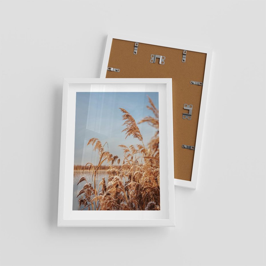 Plakat w ramie 30x40 - Wyraz Stylu - trawy, boho - rama biała