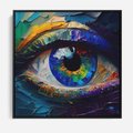 Obraz w ramie 50x50 - Mistyka Tęczowego Oka - oko, obraz olejny - rama czarna