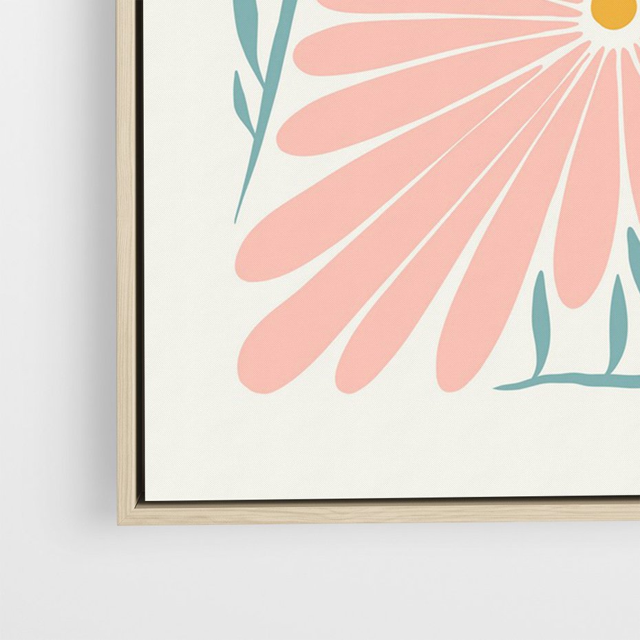 Obraz w ramie 80x120 - Symfonia Światła - typografia, pastelowa stokrotka - rama drewno