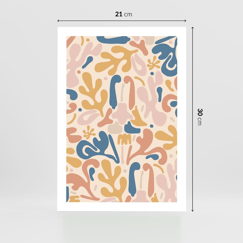 Plakat bez ramy 21x30 - Symfonia Radosnych Barw - abstrakcyjne pastelowe formy, nowoczesna grafika w stylu boho