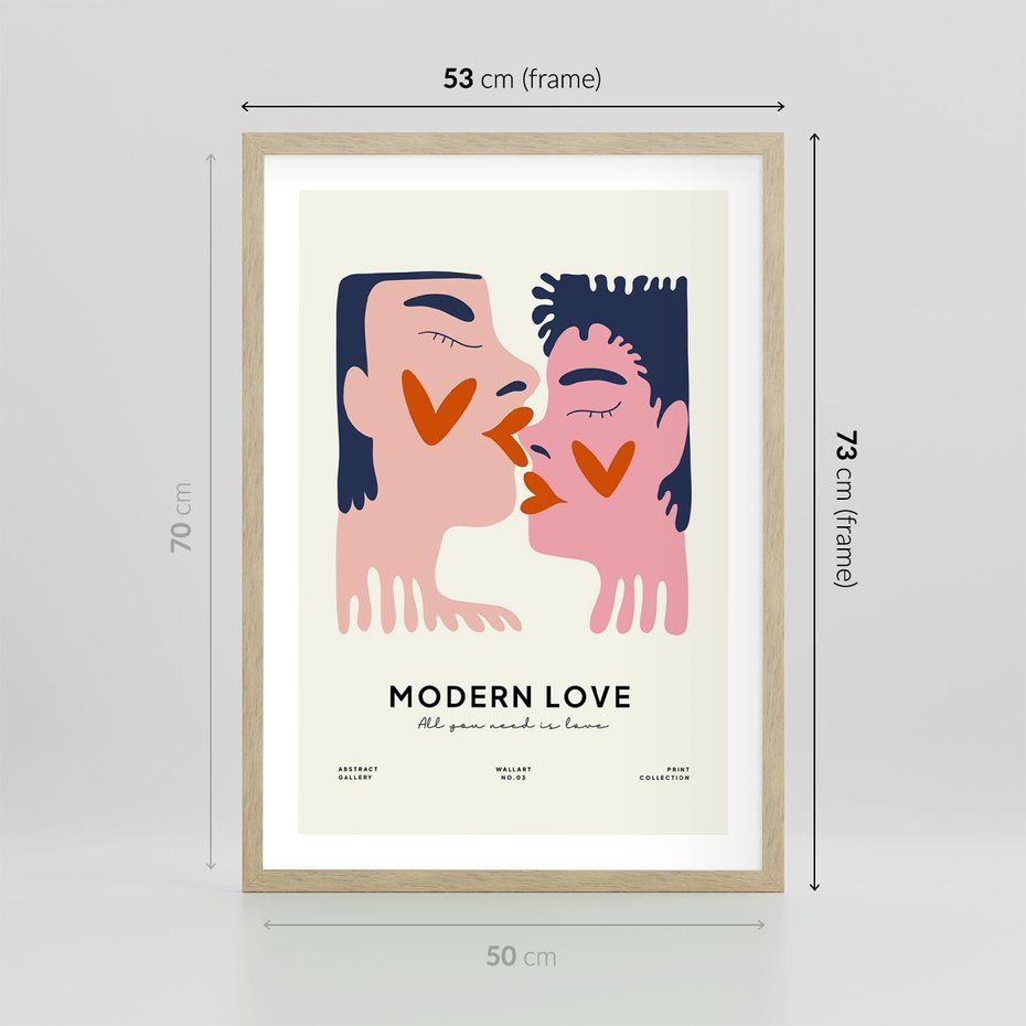 Plakat w ramie 50x70 - Miłość w Kompozycji - miłość, para zakochanych - rama drewno