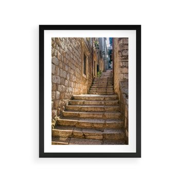 Plakat w ramie 30x40 - Uliczka: perspektywa miejskiego krajobrazu - uliczka, perspektywa - rama czarna