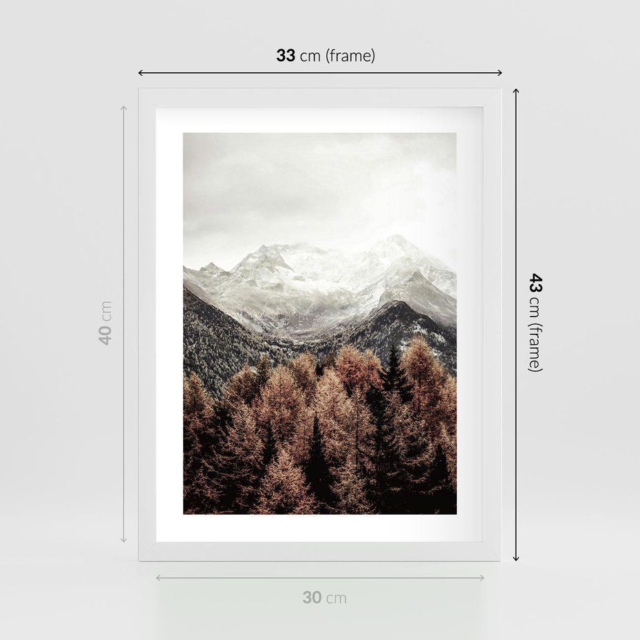 Plakat w ramie 30x40 - Jesienna Przyroda - góry, jesień - rama biała