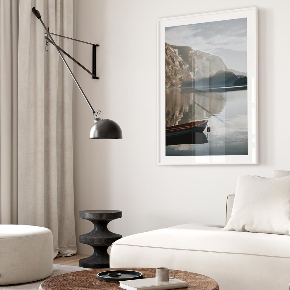 Plakat bez ramy 21x30 - Refleksje Natury - morze, łódka