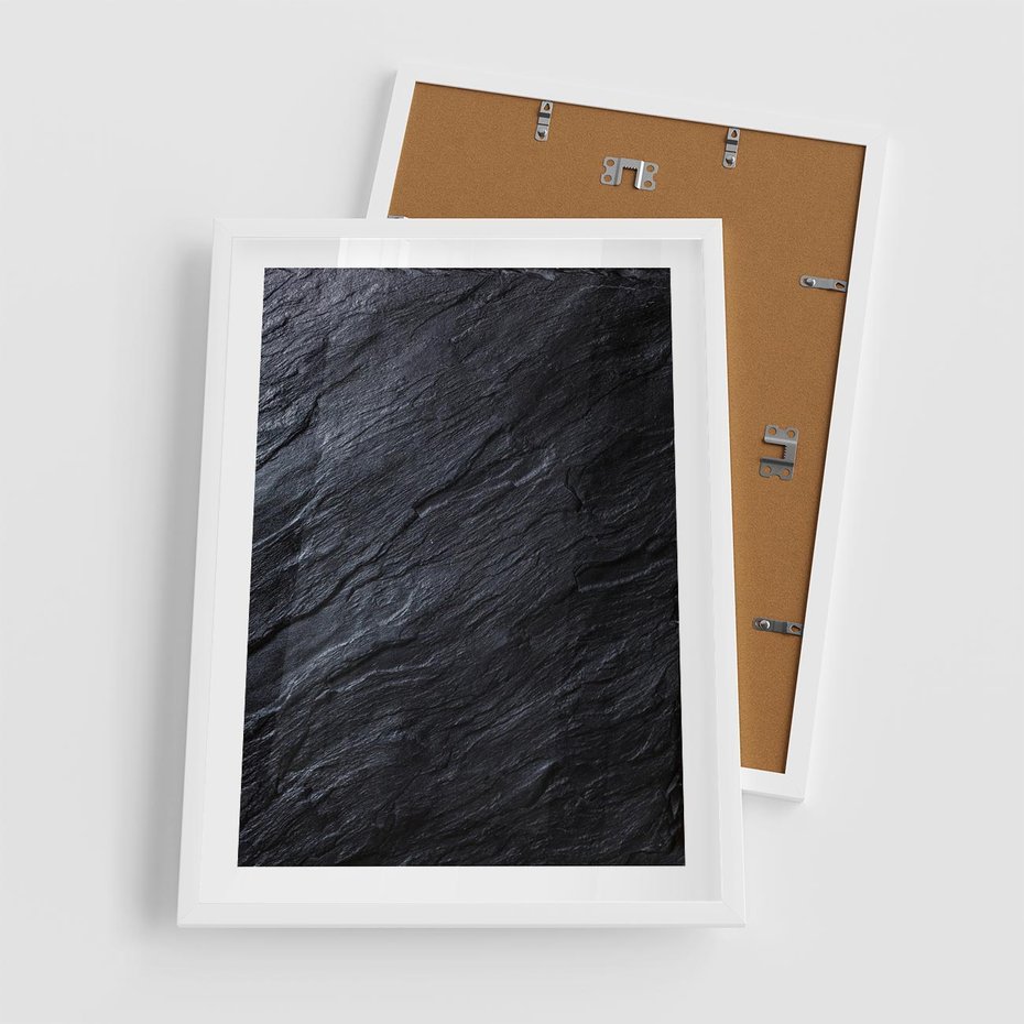 Plakat w ramie 50x70 - Kamienne tekstury w trójwymiarze - kamień, tekstura - rama biała