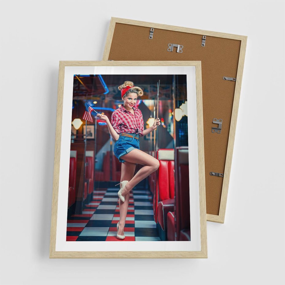 Plakat w ramie 50x70 - Czas Wstecz - retro, restauracja - rama drewno