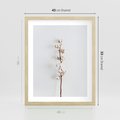 Plakat w ramie 40x50 - Minimalistyczna Gałązka Bawełny - bawełna, gałązka bawełny - rama drewno
