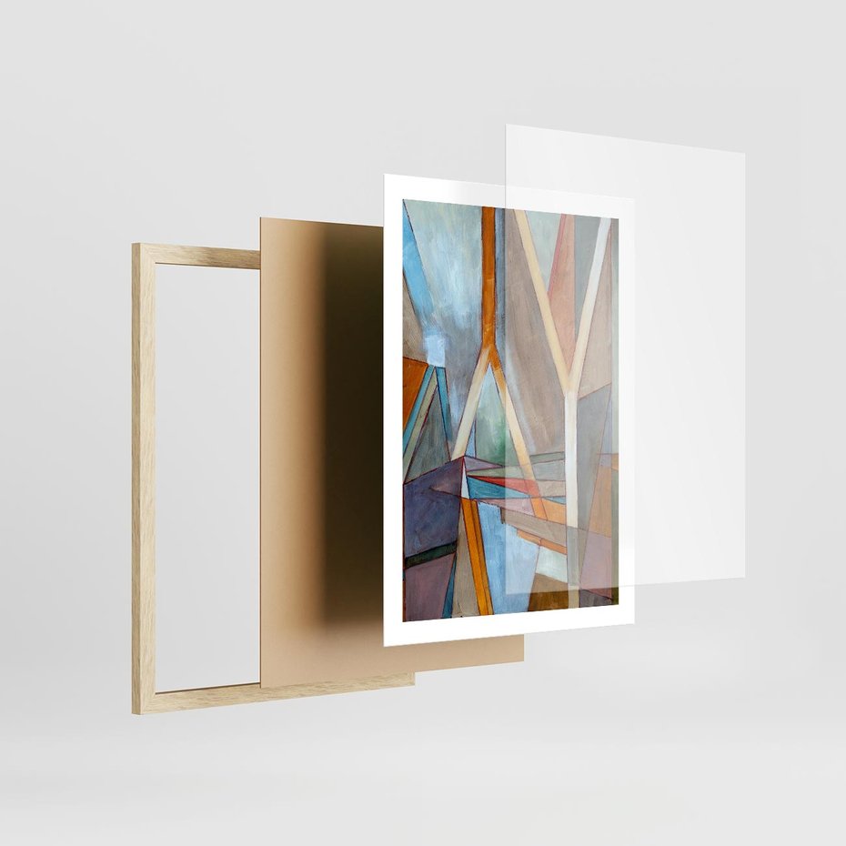 Plakat w ramie 50x70 - Geometria abstrakcji - abstrakcja, geometria - rama drewno