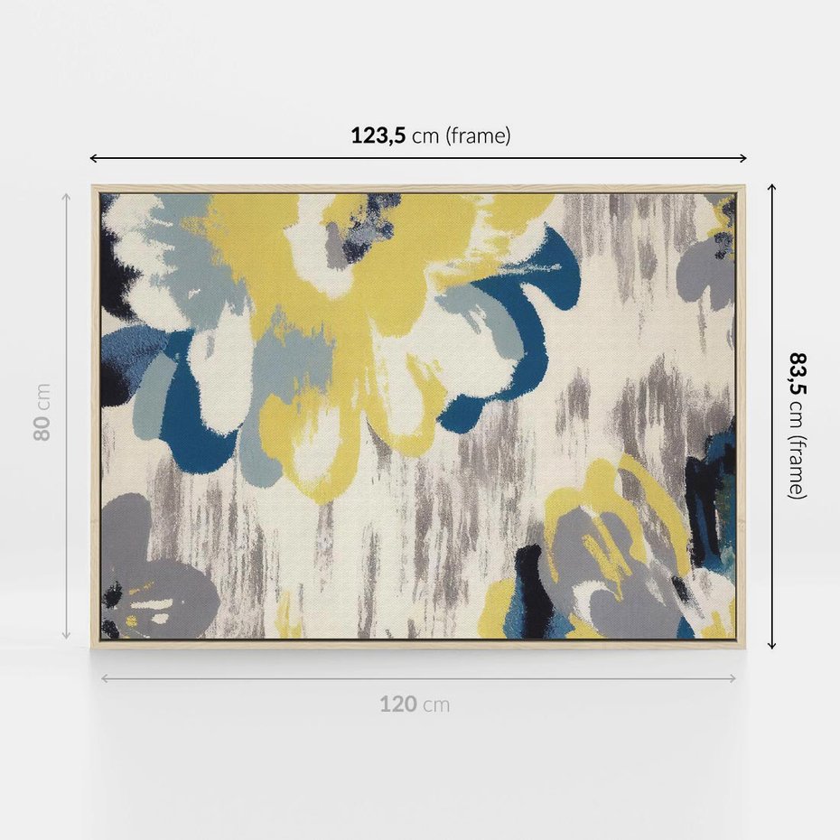 Obraz w ramie 120x80 - Kwiatowe Impresje - malowane duże kwiaty, kolory żółty - rama drewno