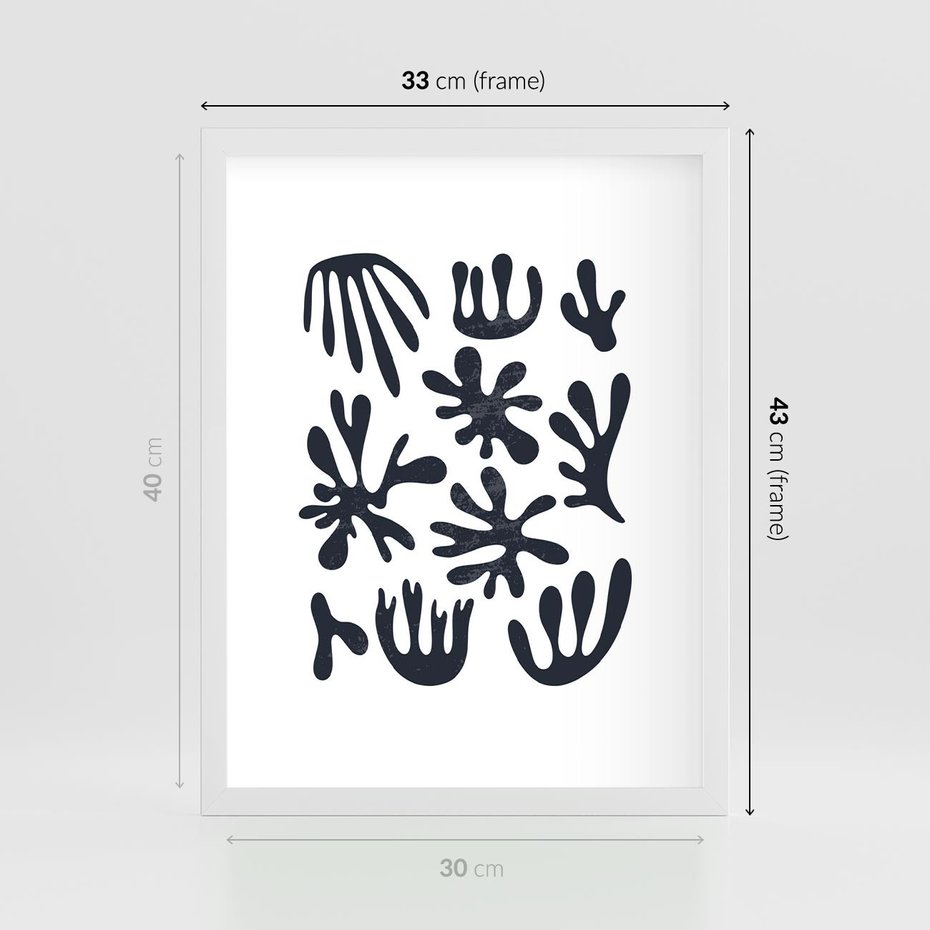 Plakat w ramie 30x40 - Rozmyte Granice Wspomnień - inspiracja mattise, abstrakcja - rama biała