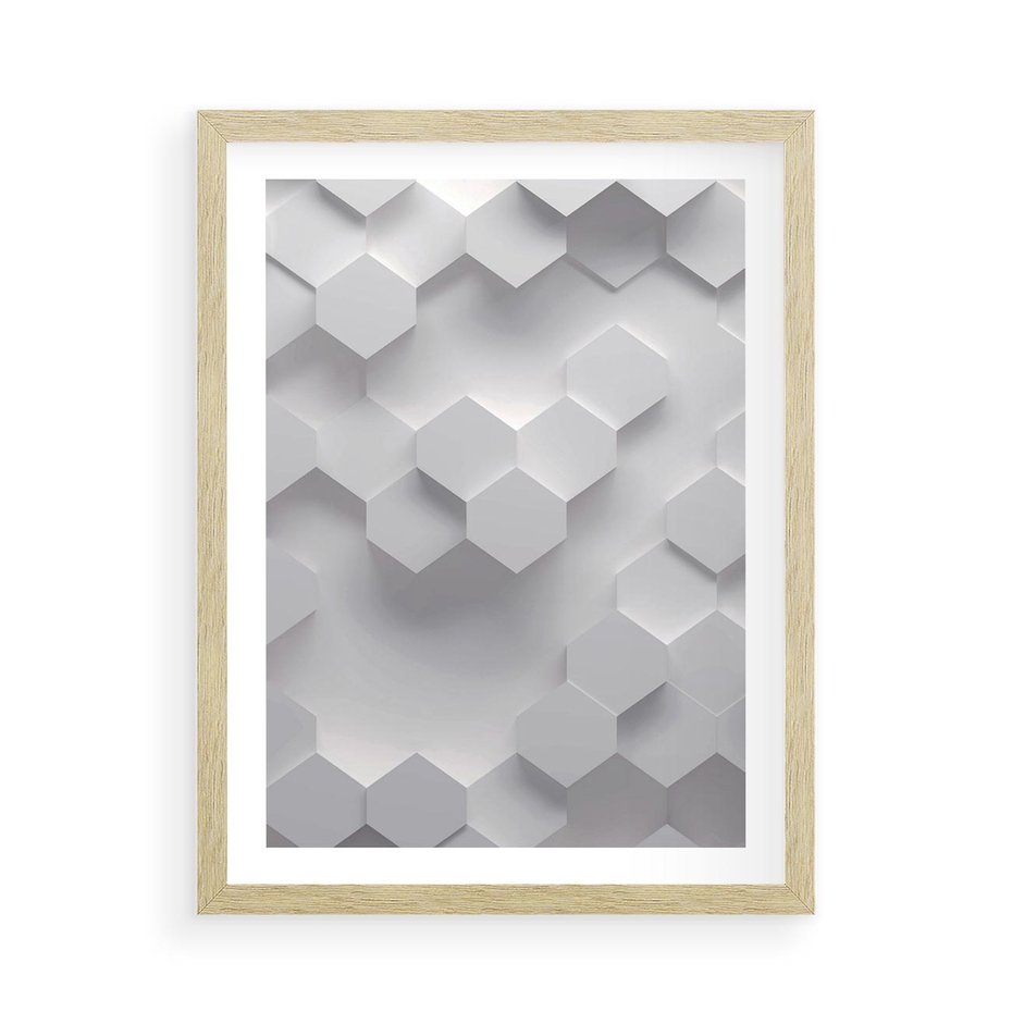 Plakat w ramie 50x70 - Kreatywna Forma - geometryczny, 3D - rama drewno