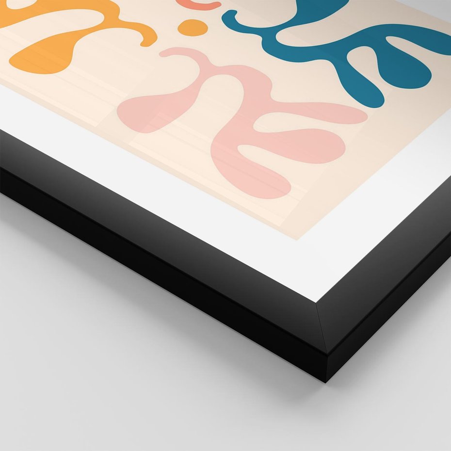 Plakat w ramie 40x50 - Migotliwe Akwarelowe Kontury - absrakcyjne dziwne formy, nowoczesny plakat - rama czarna