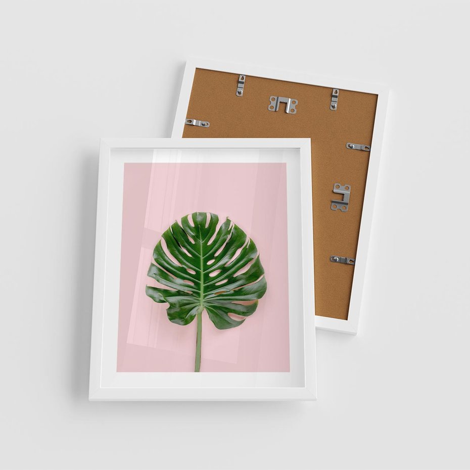 Plakat w ramie 40x50 - Egzotyczna Roślinność - liście, monstera - rama biała